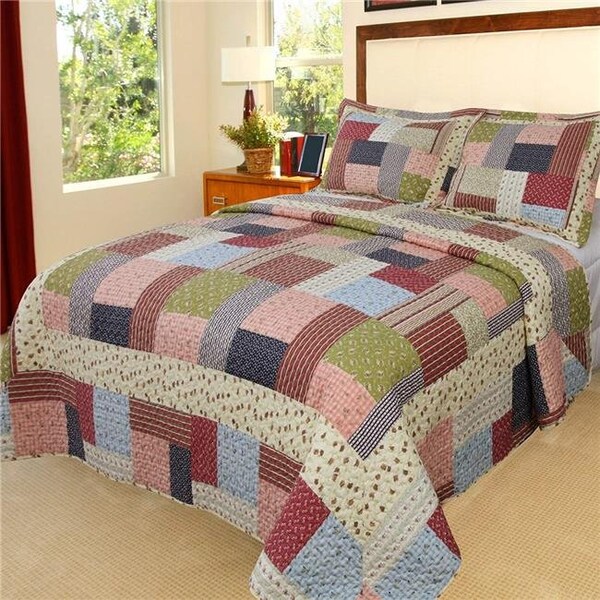 Bedford Home Bedford Home 66A-19769 Savannah Printed 3 Piece Quilt Set; Full & Queen Size - 66A-19769
