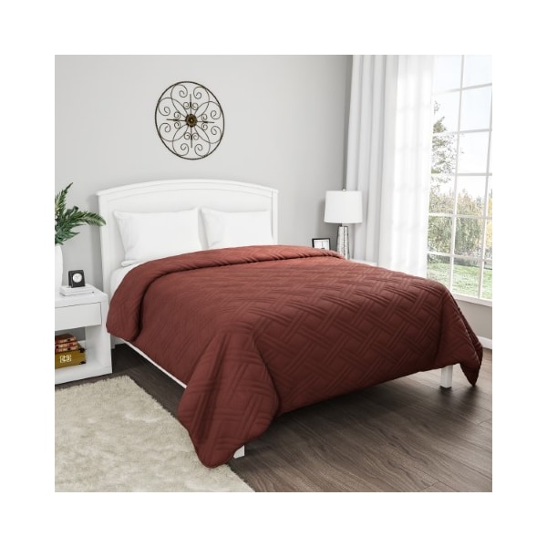 Hastings Home Quilt Coverlet with Basket Weave Quilted Pattern Lightweight Bedding for All Seasons (King, Brown) - 632276RFD