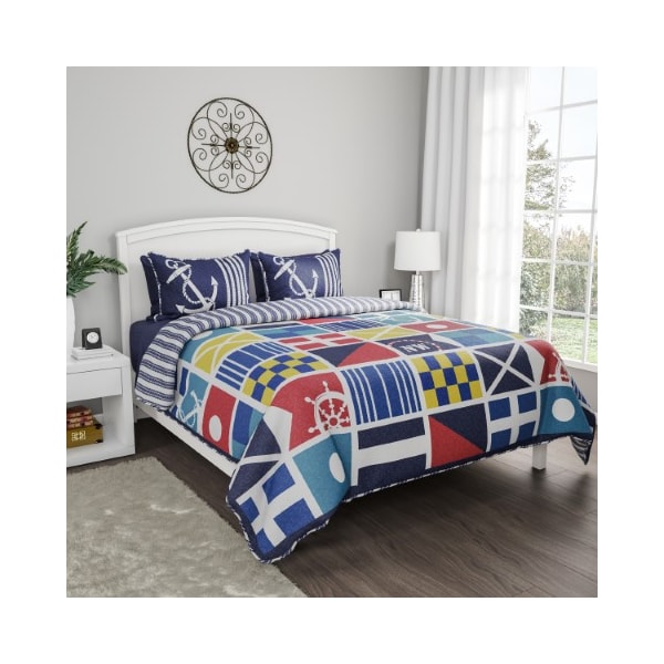 Hastings Home Hastings Home 3 PC Nautical Quilt Set (Full-Queen) - 395805UME