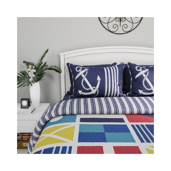 Hastings Home Hastings Home 3 PC Nautical Quilt Set (Full-Queen) - 395805UME