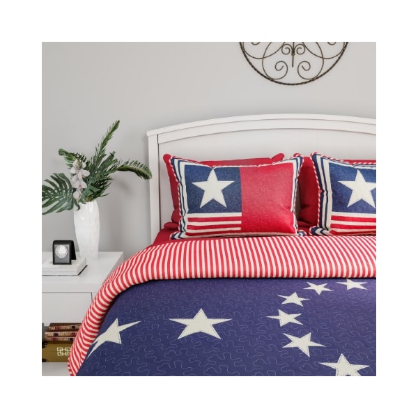 Hastings Home Hastings Home Patriotic Comforter Set, King - 497496WTD
