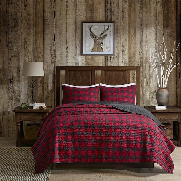 Woolrich Woolrich WR14-1784 Check Quilt Mini Set - Red; King And Cal King - WR14-1784