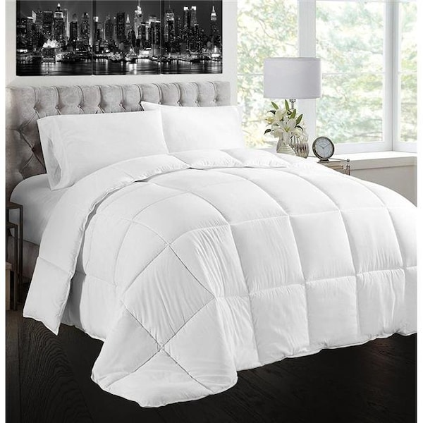 Creative Living Solutions Creative Living Solutions CLS-FC-KG 104 x 86 in. Natural Goose Feather & Down 100 Percent Cotton Case King Size Comforter Set; White - CLS-FC-KG