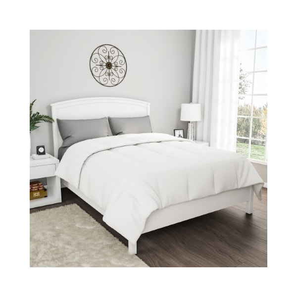 Hastings Home Down Alternative Comforter, Hypoallergenic Microfiber Cover, All Season Blanket (Twin, White) - 780293SMV