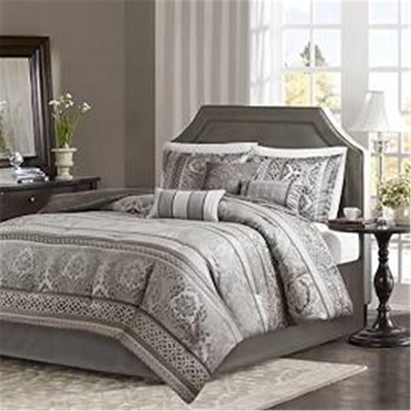 Madison Park Queen Size Jacquard Comforter Set, Grey - 7 Piece, 7PK - MP10-4882