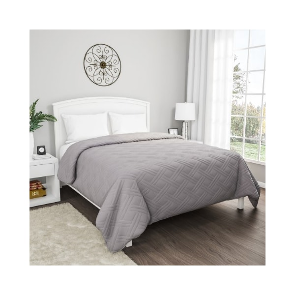 Hastings Home Quilt Coverlet with Weave Quilted Pattern Lightweight Bedding for All Seasons (Twin, Gray) - 843179UAM