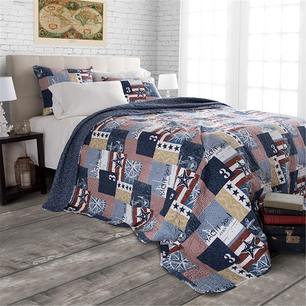 Lavish Home Lavish Home  Patriotic Americana Quilt Set, Full & Queen Size - 3 Piece - 66-10058-FQ
