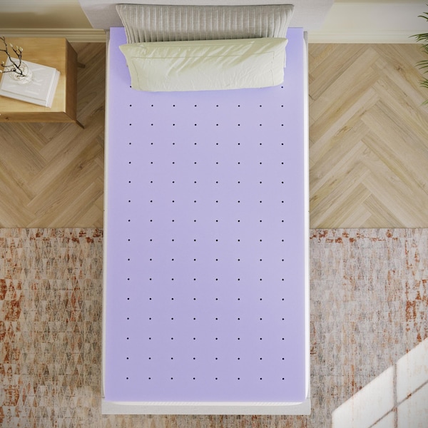 Flash Furniture Capri Comfortable Sleep 3-in Lavender Infused Twin Memory Foam Mattress Topper w/Ventilated Design - HLC-LAV-TWIN-3-GG