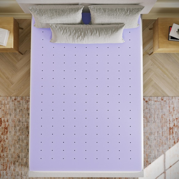 Flash Furniture Capri Comfortable Sleep 3-in Lavender Infused Full Memory Foam Mattress Topper w/Ventilated Design - HLC-LAV-FULL-3-GG