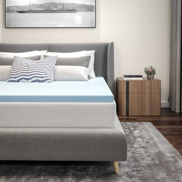 Flash Furniture Capri Comfortable Sleep 2 inch Cooling Gel Mattress Topper with CertiPUR-US Certified Memory Foam - Queen - MR-M35-2-Q-GG