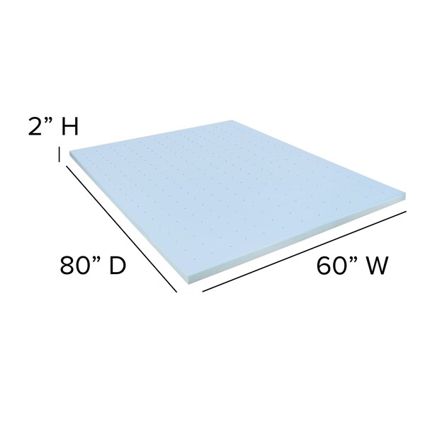 Flash Furniture Capri Comfortable Sleep 2 inch Cooling Gel Mattress Topper with CertiPUR-US Certified Memory Foam - Queen - MR-M35-2-Q-GG