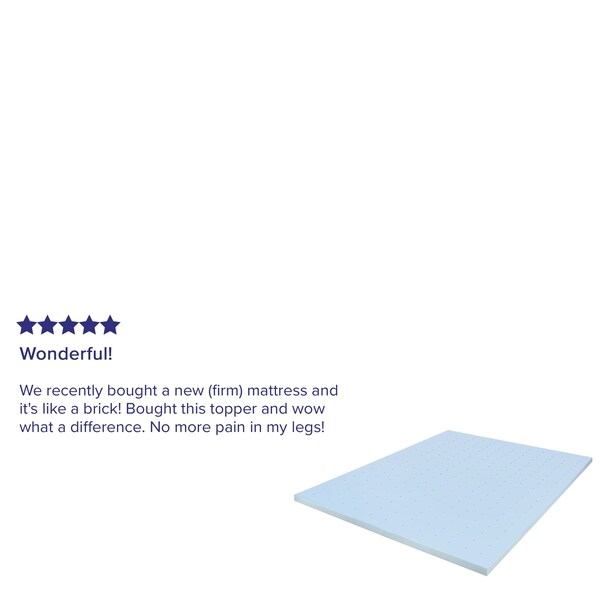 Flash Furniture Capri Comfortable Sleep 2 inch Cooling Gel Mattress Topper with CertiPUR-US Certified Memory Foam - Queen - MR-M35-2-Q-GG