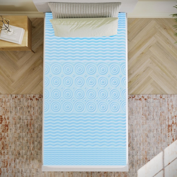 Flash Furniture Capri Comfortable Sleep 2 Inch Cooling Gel Infused 5-Zone Twin Memory Foam Mattress Topper - HLC-5ZONE-TWIN-2-GG