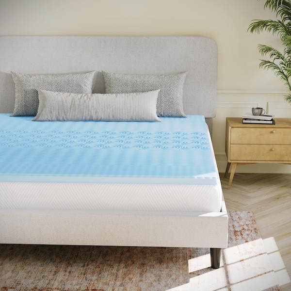 Flash Furniture Capri Comfortable Sleep 2 Inch Cooling Gel Infused 5-Zone Twin Memory Foam Mattress Topper - HLC-5ZONE-TWIN-2-GG