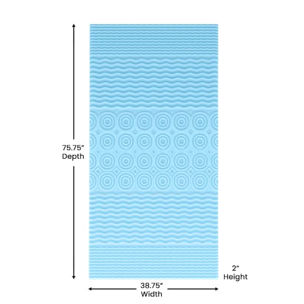Flash Furniture Capri Comfortable Sleep 2 Inch Cooling Gel Infused 5-Zone Twin Memory Foam Mattress Topper - HLC-5ZONE-TWIN-2-GG