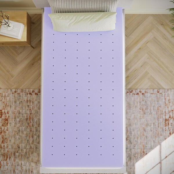 Flash Furniture Capri Comfortable Sleep 3-in Lavender Infused Twin XL Memory Foam Mattress Topper w/Vent. Design - HLC-LAV-TWINXL-3-GG