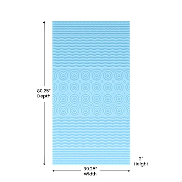 Flash Furniture Capri Comfortable Sleep 2 Inch Cooling Gel Infused 5-Zone Twin XL Memory Foam Mattress Topper - HLC-5ZONE-TWINXL-2-GG