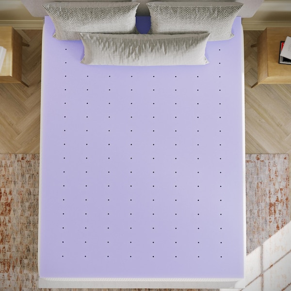 Flash Furniture Capri Comfortable Sleep 3-in Lavender Infused Queen Memory Foam Mattress Topper w/Ventilated Design - HLC-LAV-QUEEN-3-GG