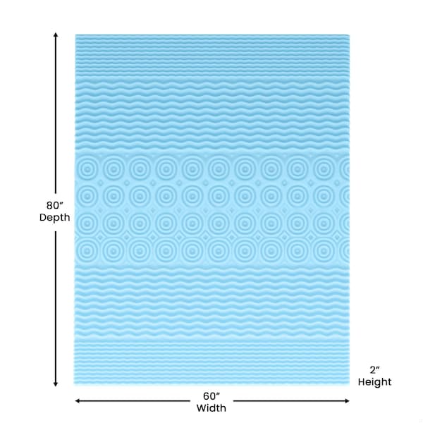 Flash Furniture Capri Comfortable Sleep 2 Inch Cooling Gel Infused 5-Zone Queen Memory Foam Mattress Topper - HLC-5ZONE-QUEEN-2-GG