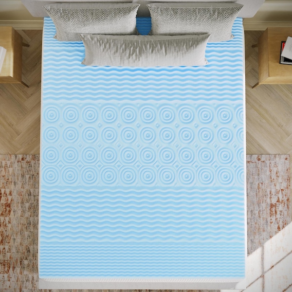 Flash Furniture Capri Comfortable Sleep 2 Inch Cooling Gel Infused 5-Zone Queen Memory Foam Mattress Topper - HLC-5ZONE-QUEEN-2-GG