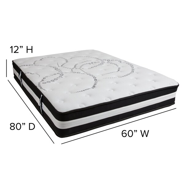 Flash Furniture 12" Queen Mattress & Memory Foam Topper Bundle - CL-E230P-3M35-Q-GG