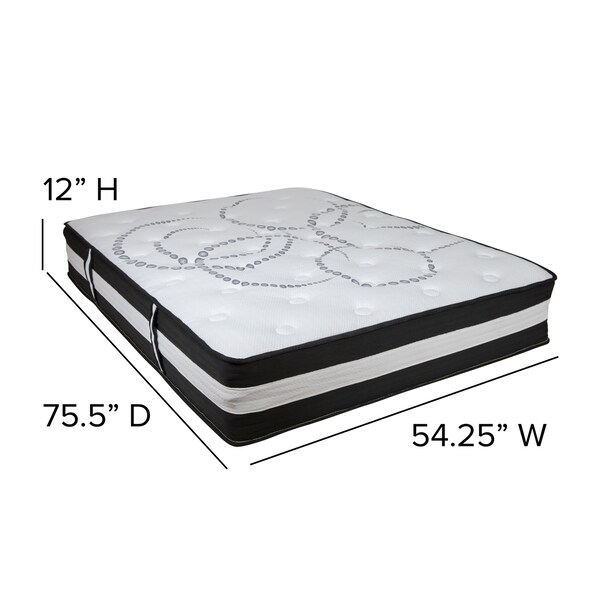 Flash Furniture 12" Full Mattress & Memory Foam Topper Bundle - CL-E230P-3M35-F-GG