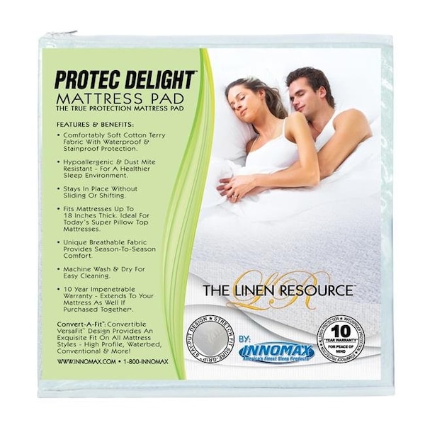 Innomax Innomax 5-85-WP-Q Protec Delight True Protection Mattress Pad; California Queen-Queen Size - 5-85-WP-Q