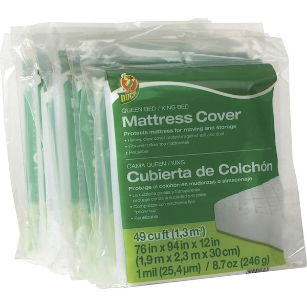 Duck Brand Mattress Cover, Queen/King, 76"Wx94"Lx12"H, Clear - DUC1140236