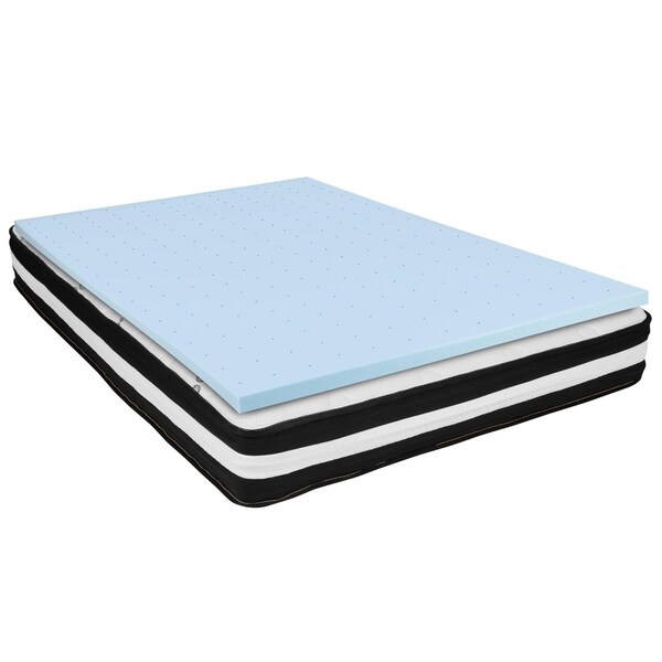 Flash Furniture 10" Full Mattress & Memory Foam Topper Bundle - CL-E230P10-2M35-F-GG
