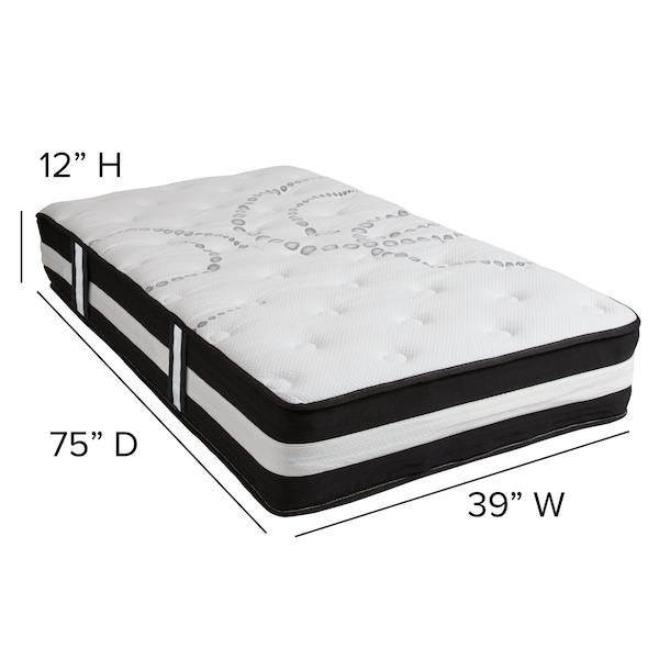 Flash Furniture 12" Twin Mattress & Memory Foam Topper Bundle - CL-E230P-3M35-T-GG