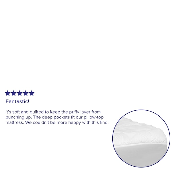 Flash Furniture Capri Comfortable Sleep White Mattress Pad - Deep Pocket - Queen Size - Quilted Cotton Top - Hypoallergenic - Fits 8"-21" Mattresses - RF-REM-09-Q-GG