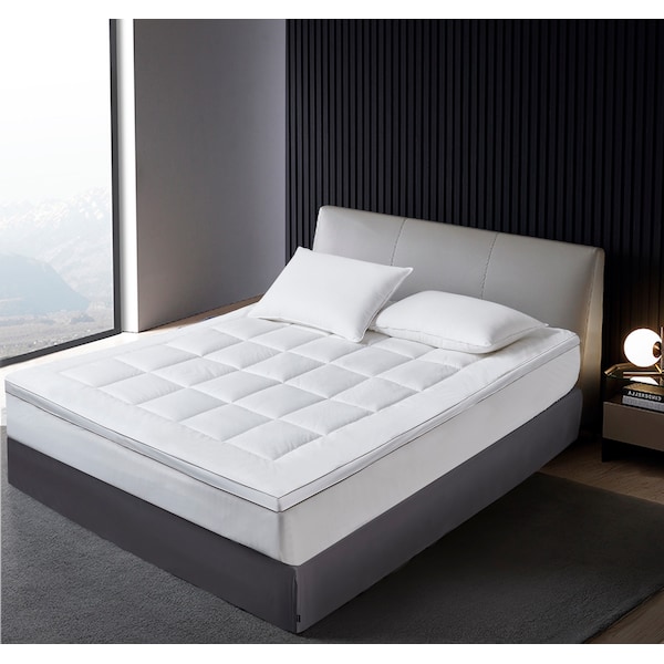Kathy Ireland 2'' Thick Cotton Fiber Mattress Topper, White, King - GPKI709304