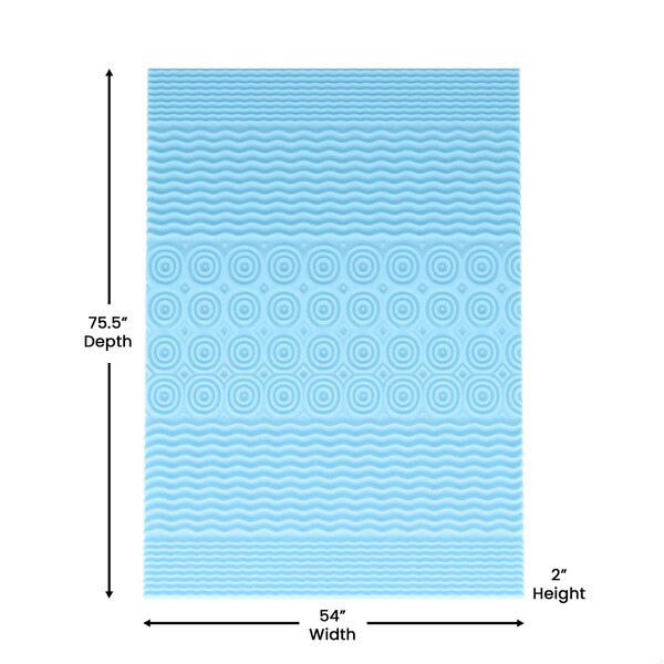 Flash Furniture Capri Comfortable Sleep 2 Inch Cooling Gel Infused 5-Zone Full Memory Foam Mattress Topper - HLC-5ZONE-FULL-2-GG