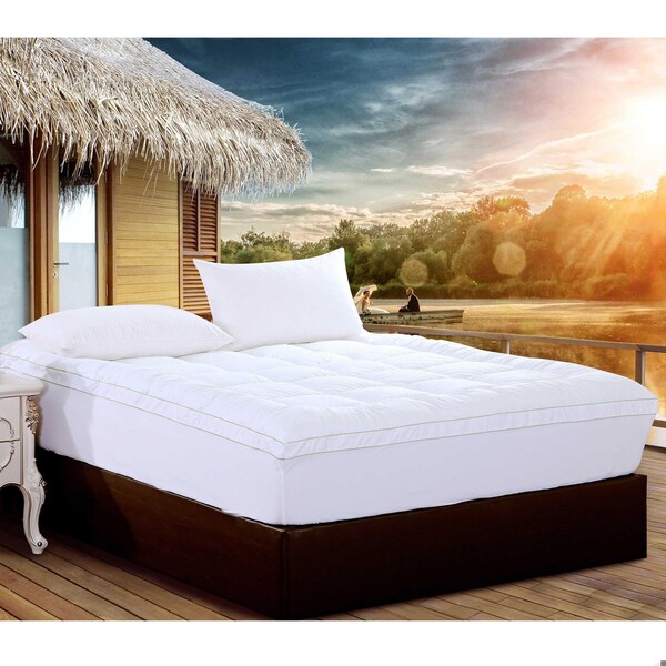 Homeroots HomeRoots 303540 17.5 x 60 x 80 in. Queen Size Christies Home Living Square Quilted Accent Piping Mattress Pad - 303540