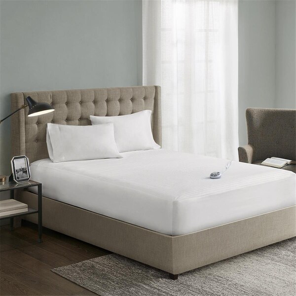 Serta White 80 Percent Polyester 20 Percent Cotton Waterproof Heated Mattress Pad, Twin Extra Long - ST55-0115