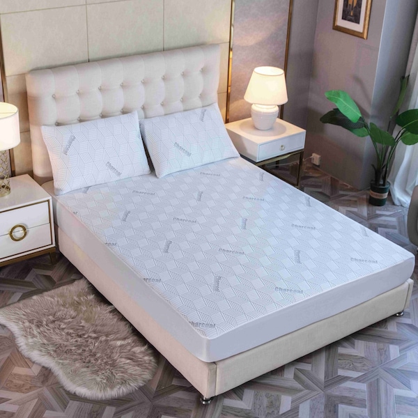 Bibb Home Charcoal Infused Waterproof Mattress Pad - Queen - 2459QN