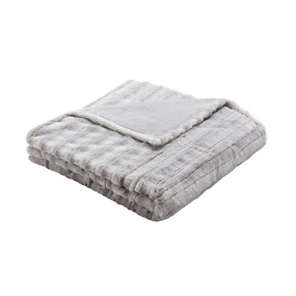 Beautyrest 50 x 70 in. Heated Duke Faux Fur Heated Throw - Grey - BR50-0753