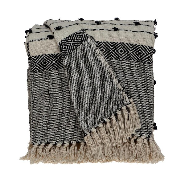 Palacedesigns 52 x 67 in. Parkland Collection Alia Eclectic Woven Handloom Throw, Beige - PA3679856