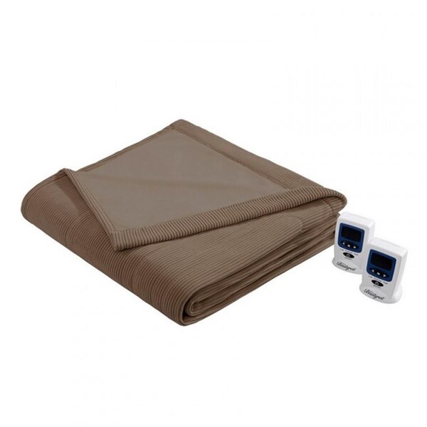 Beautyrest Electric Micro Fleece Heated Blanket, Brown - Full - BR54-0192