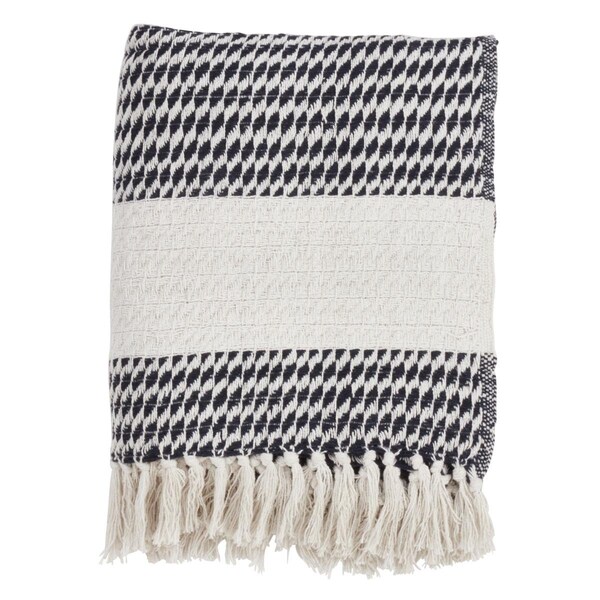 Rlm Distribution SARO  Cotton Throw with Diamond Weave Design  Natural - HO3206334