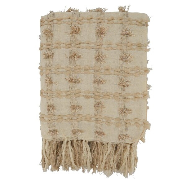 Rlm Distribution 50 x 60 in. Fringe Striped Throw, Natural - HO2658763