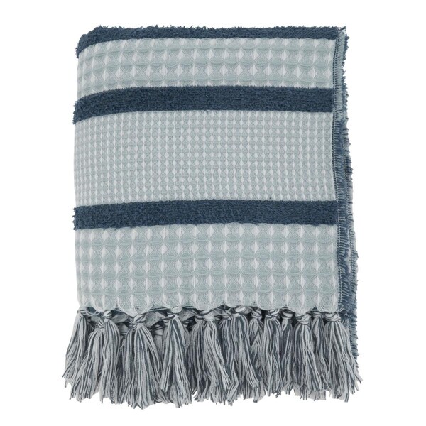 Rlm Distribution SARO  50 x 60 in. Oblong Navy Blue Reversible Waffle Weave Throw - HO2658425