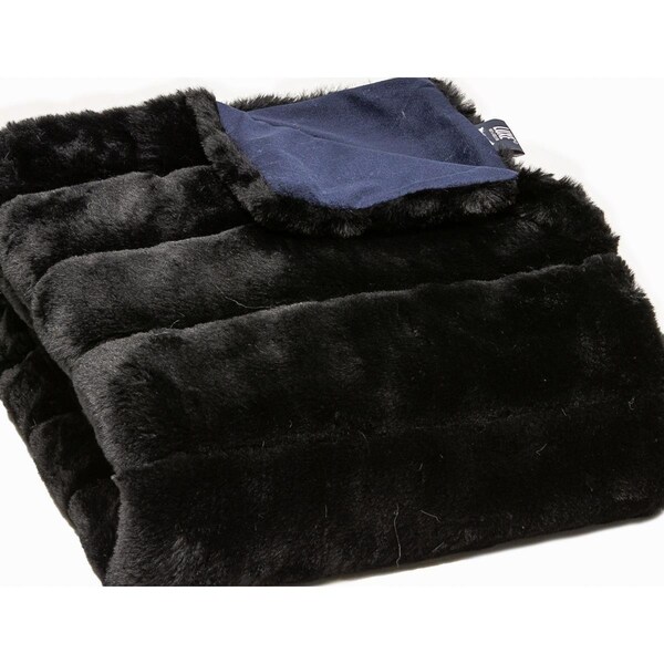 Homeroots Premier Luxury Onyx Stripe Faux Fur Throw Blanket - 386749