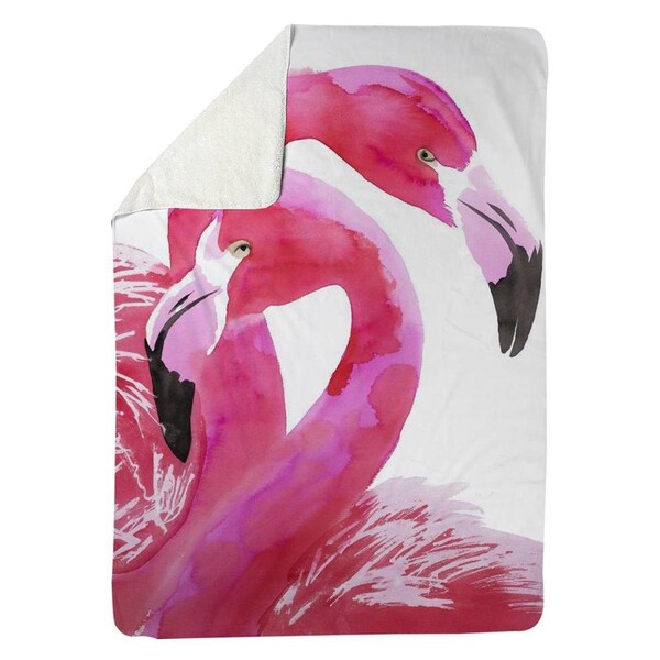 Kd Cuna 60 x 80 in. Watercolor Flamingo Love-Sherpa Fleece Blanket - KD2790142