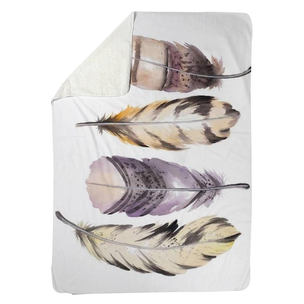 Kd Cuna 60 x 80 in. Purple Feather Set-Sherpa Fleece Blanket - KD2790207