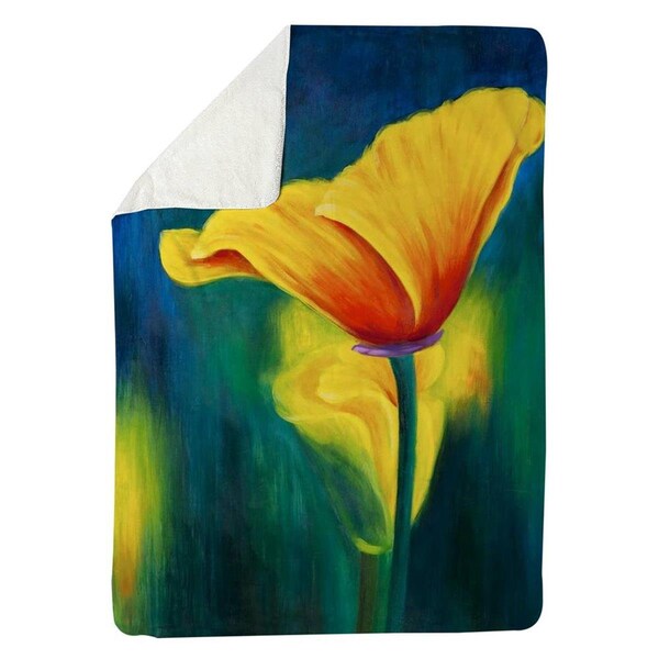 Begin Home Decor 60 x 80 in. Superb Contrast Flowers-Sherpa Fleece Blanket - 5545-6080-FL105