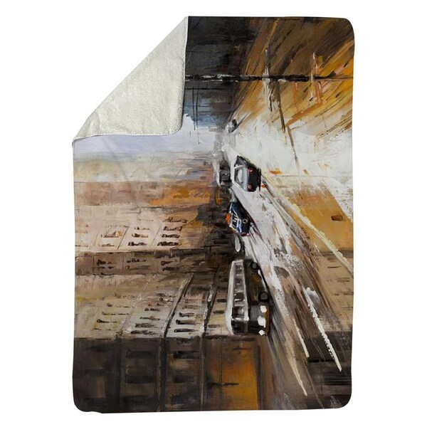 Kd Cuna 60 x 80 in. Abstract City Street-Sherpa Fleece Blanket - KD2785875