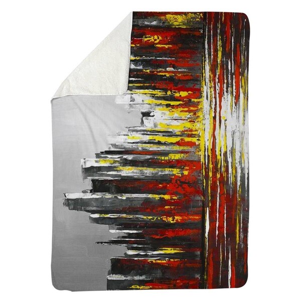 Begin Home Decor 60 x 80 in. Abstract Red Skyline-Sherpa Fleece Blanket - 5545-6080-CI334