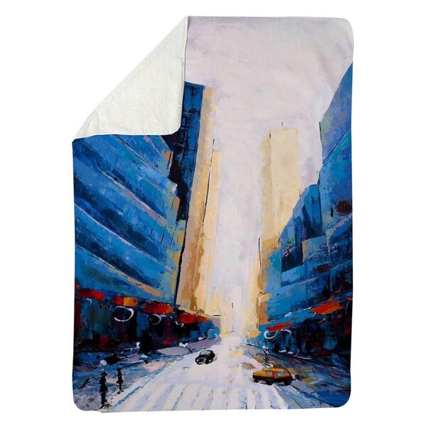 Kd Cuna 60 x 80 in. Blue Asymmetrical Street-Sherpa Fleece Blanket - KD2787525