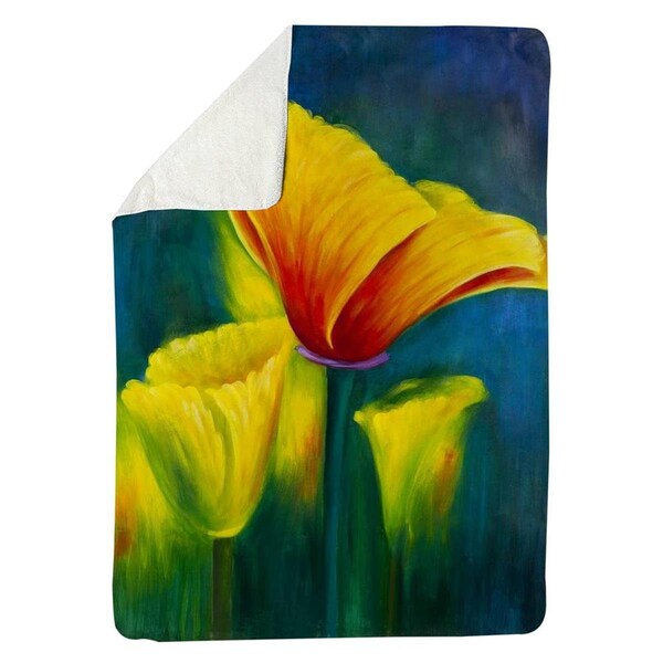 Kd Cuna 60 x 80 in. Beautiful Colorful Flowers-Sherpa Fleece Blanket - KD2788471